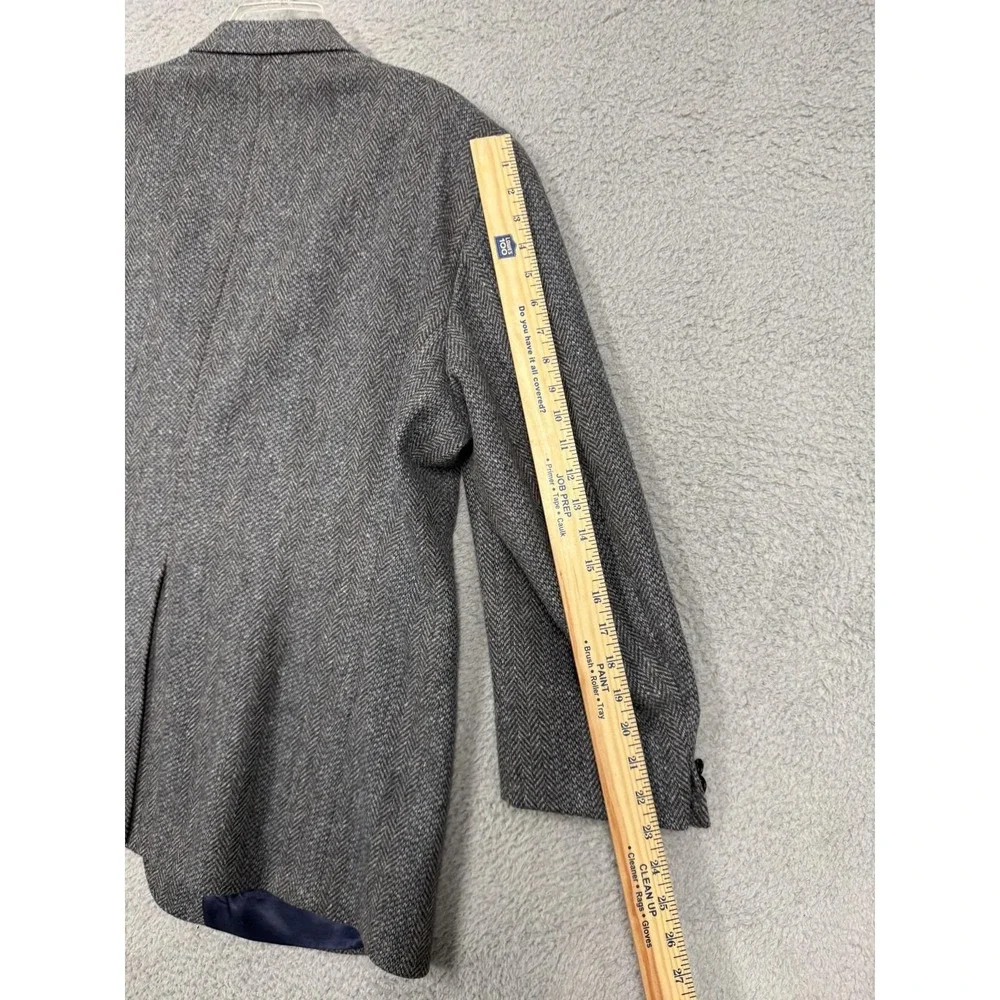 Vintage Savile Row Blazer Mens 48 Gray Wool Herringbone‎ Tweed Sport Coat